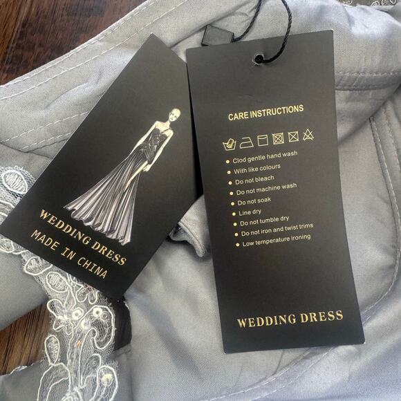 Grey silver sparkle mini dress homecoming wedding US 8 corset back chest support - Picture 12 of 16